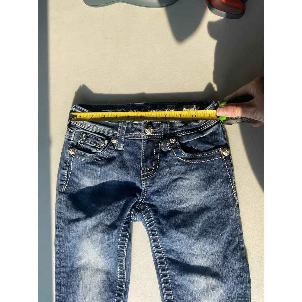 Miss Me Girls Denim Capri Jeans Size 10 Winged Flap Pocket Rhinestone JK5740P